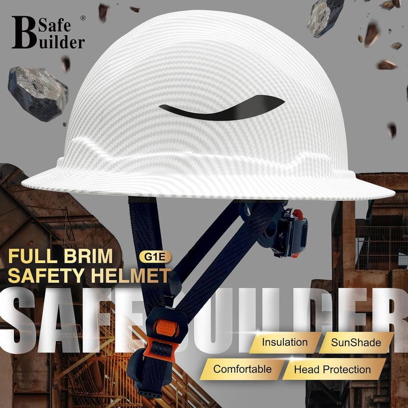 SAFEBUILDER G1E Construction Full Brim Hard Hats ANSI Class E HDPE Safety Helmet Hardhats Sunshade Industrial Head Protection - Image 2